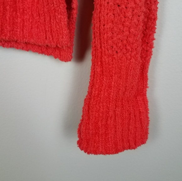 Free People Coco V-neck Cozy Soft Oversized Orange Chunky Knit Sweater - Picture 7 of 10